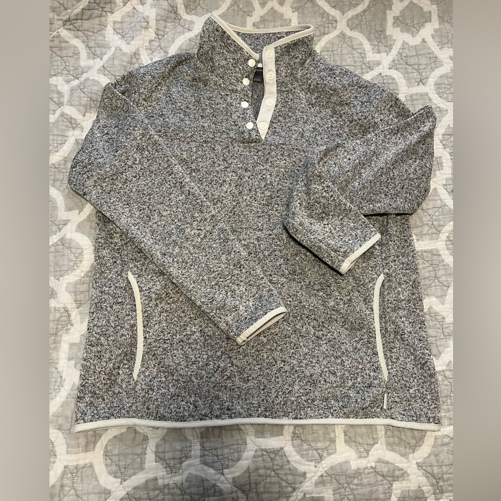 Gray fleece sweater jacket, size large